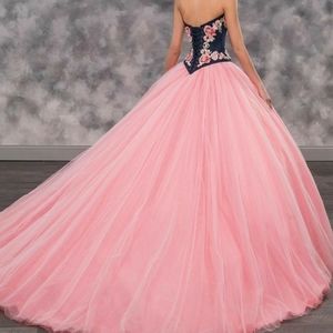 2-PIECE DENIM FLORAL TOP QUINCEANERA DRESS